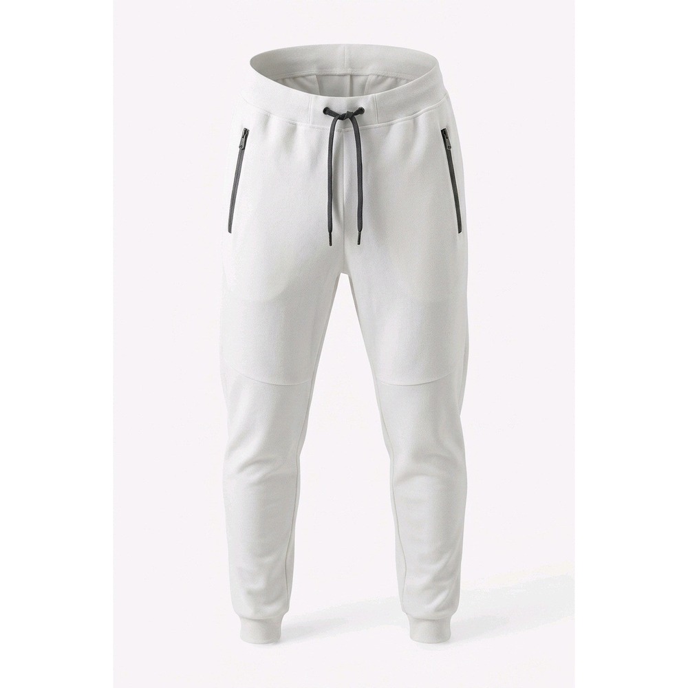 Riflessi Mens White Tech Fleece Joggers‎ XL Tapered Sweatpants Zipper Pockets